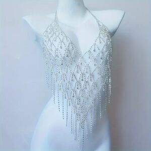 Women's Crystal Silver Rhinestone Body Chain – Jewelry for Cub, Rave & Festivals